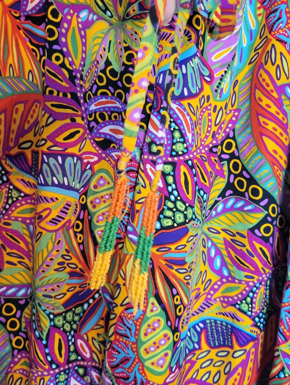Live 4 Truth Vibrant Multicolor Leaf-Print Wide Leg Pants Women's XL with Pocket - Picture 3 of 7